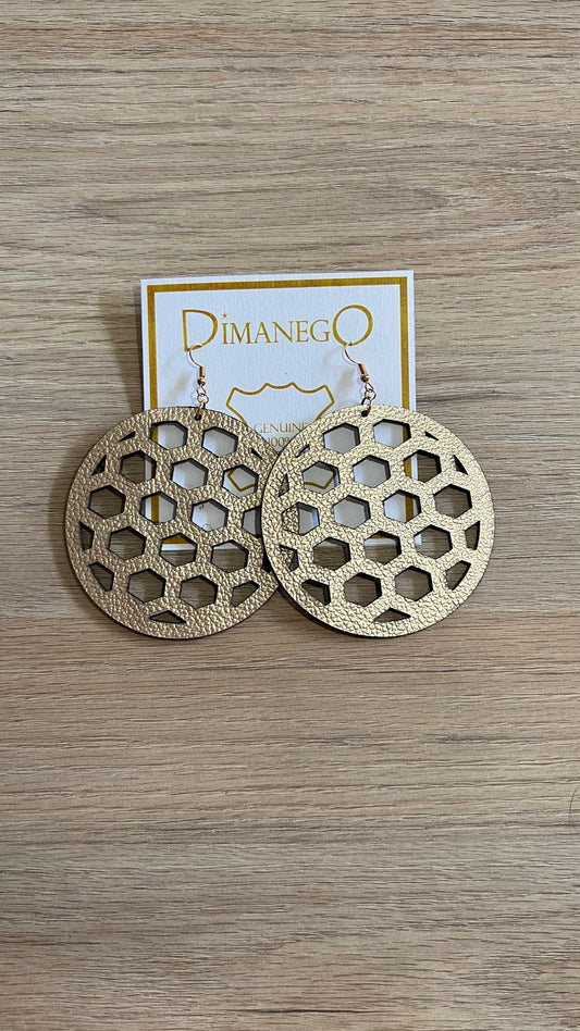 ARETES de CUERO Panal Circular