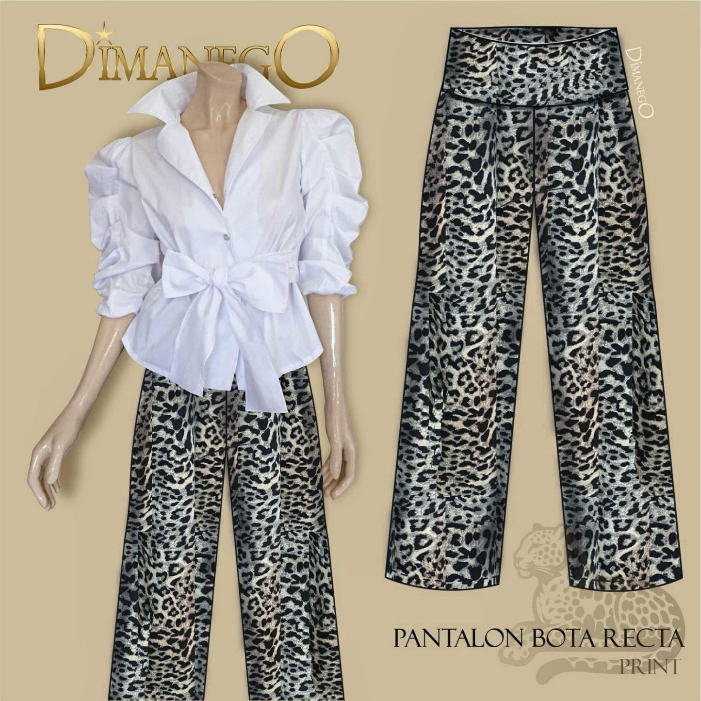 PANTALÓN BOTA RECTA PRINT Lycra Acetato fino