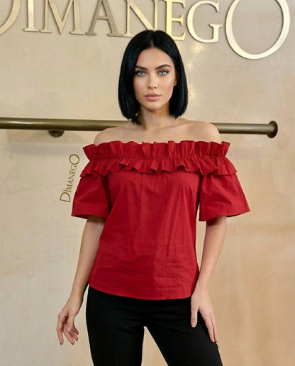 BLUSA CAMPBELL RUCHES Popelina