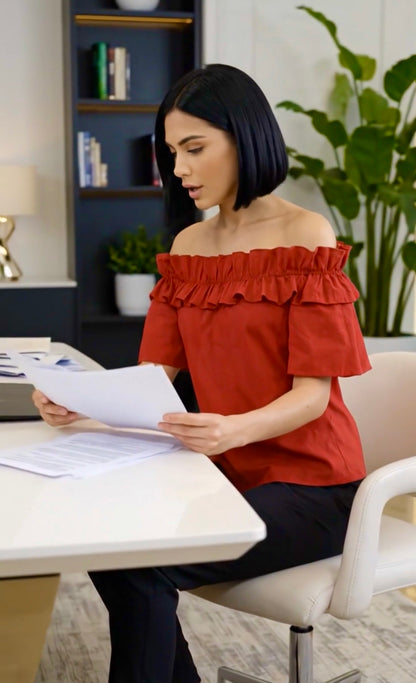 BLUSA CAMPBELL RUCHES Popelina