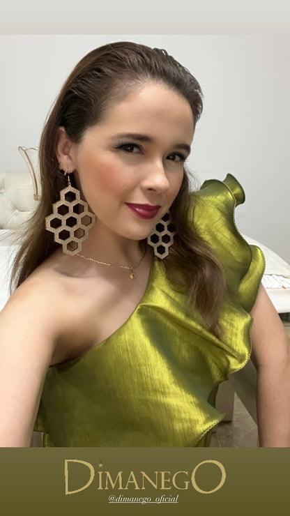 ARETES de CUERO Panal