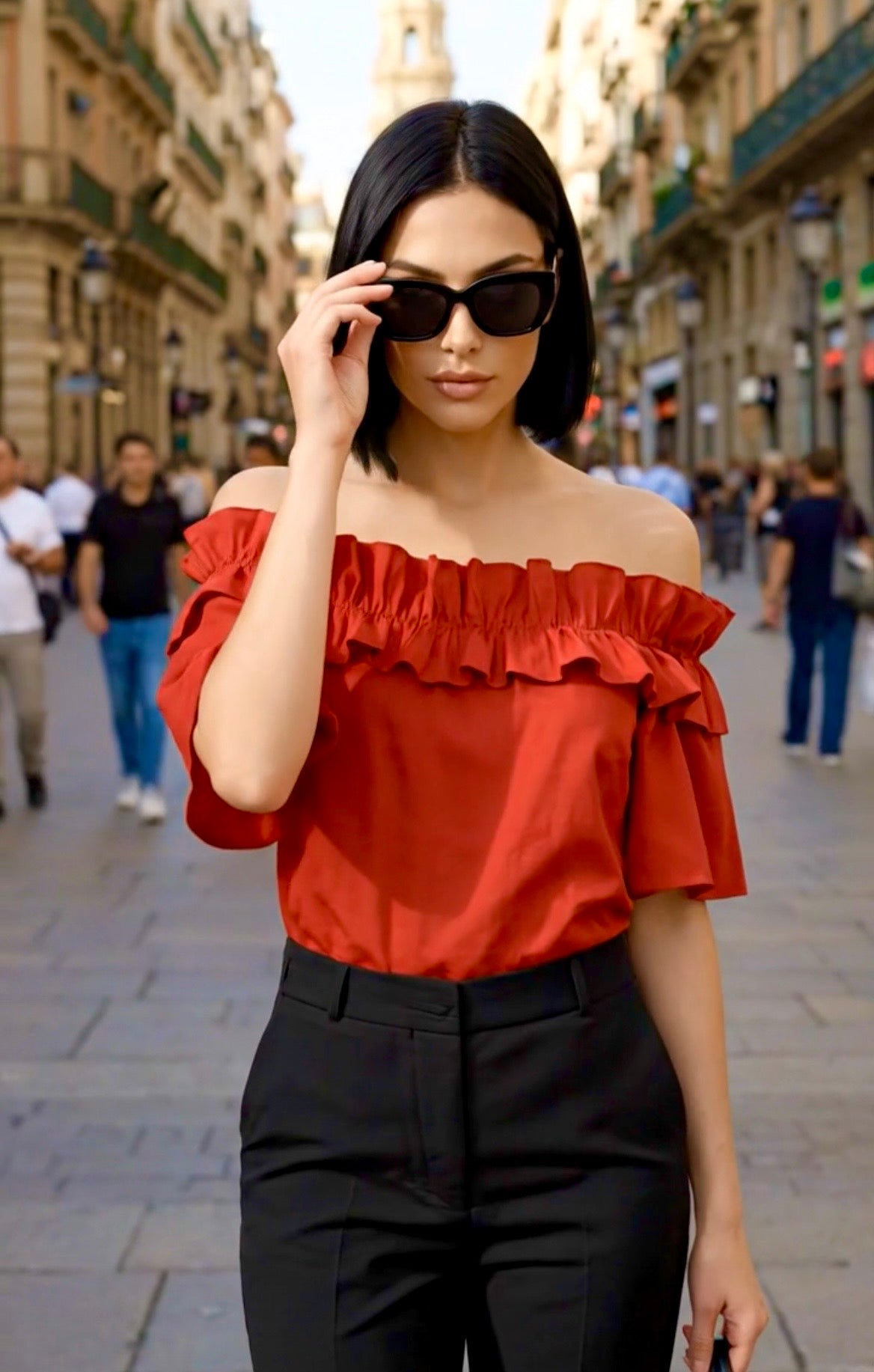 BLUSA CAMPBELL RUCHES Popelina