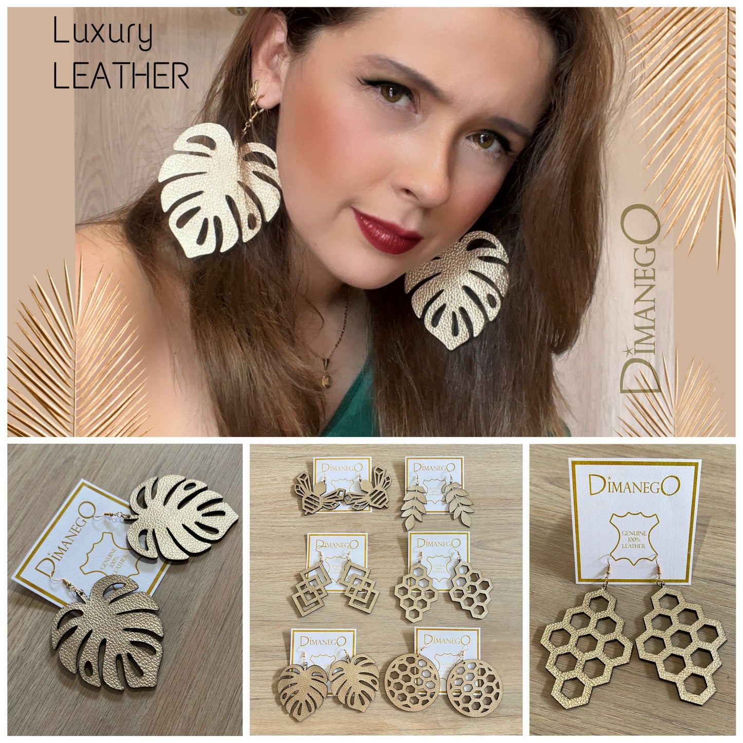 ARETES de CUERO Hoja