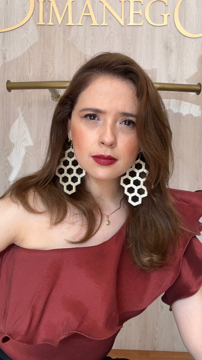 ARETES de CUERO Panal