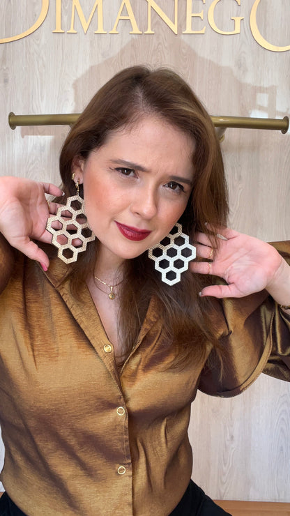 ARETES de CUERO Panal