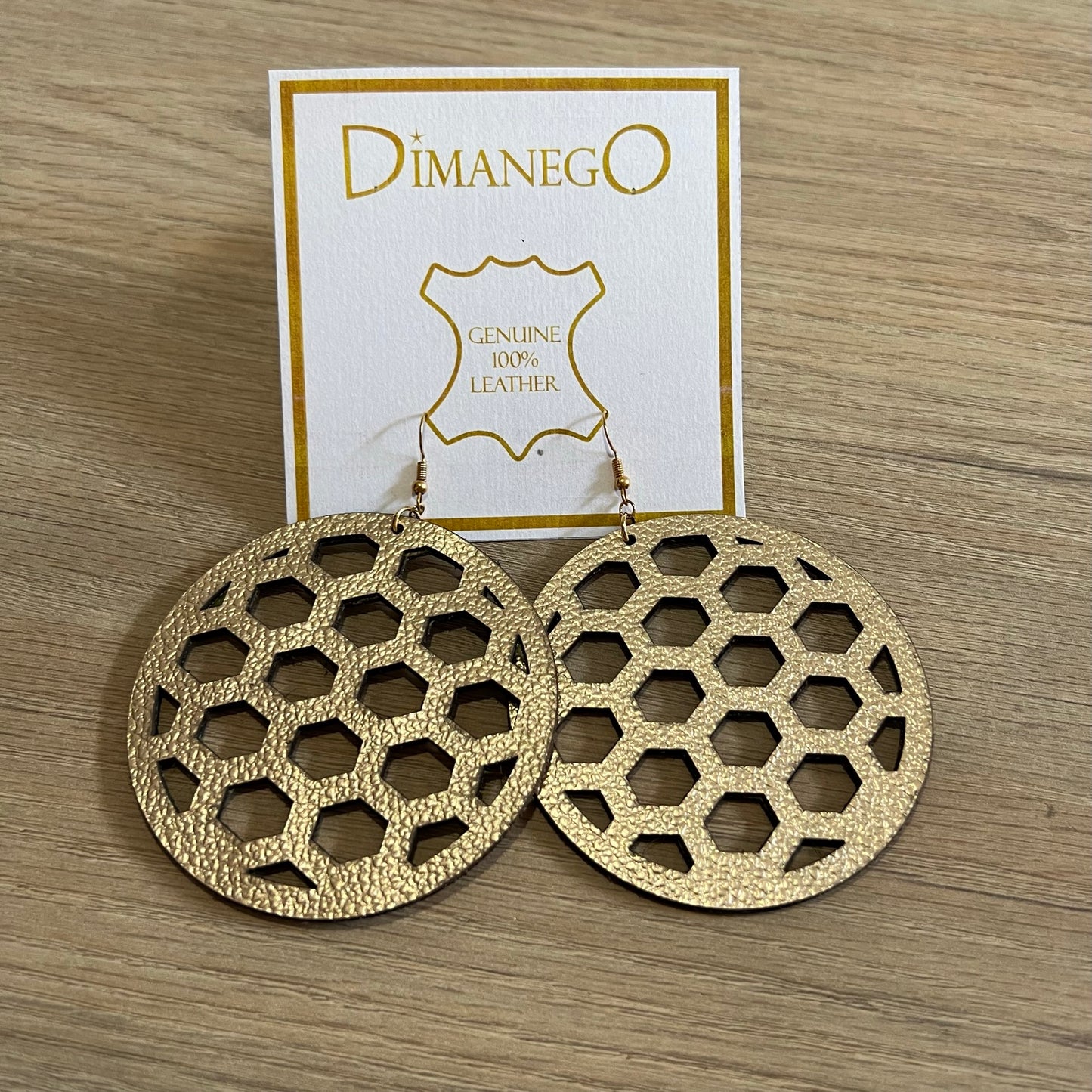 ARETES de CUERO Panal Circular