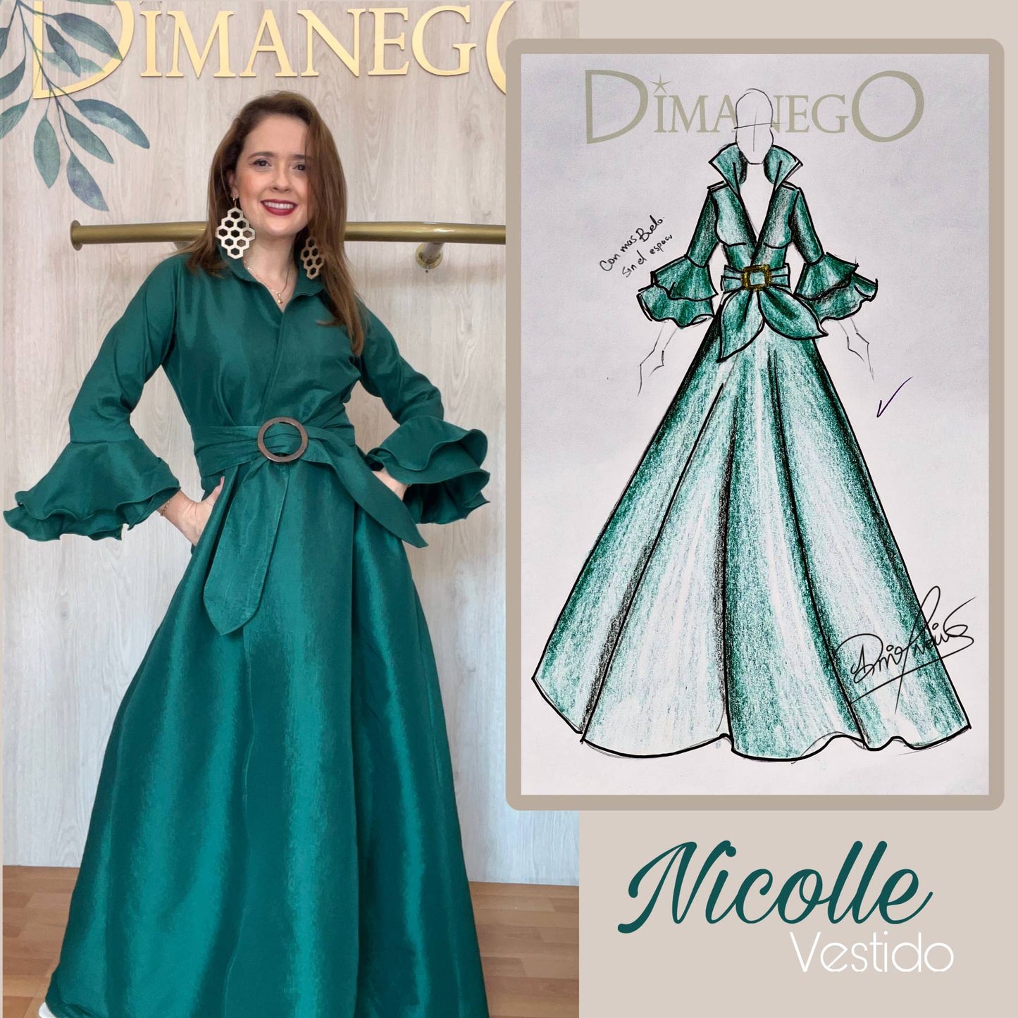 VESTIDO NICOLLE Tafeta