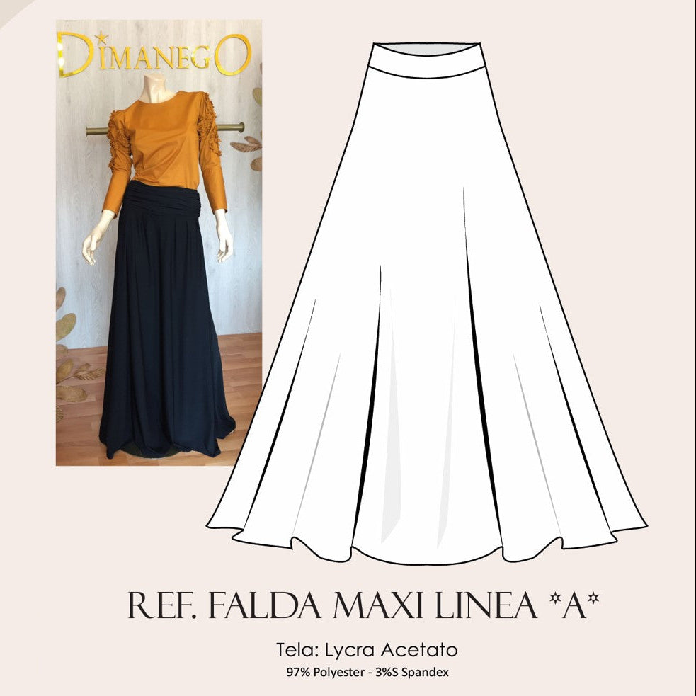 FALDA LINEA A MAXI Lycra